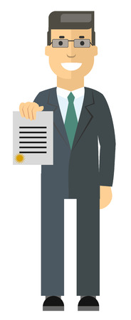 Cartoon Businessman Holding Contractのイラスト素材