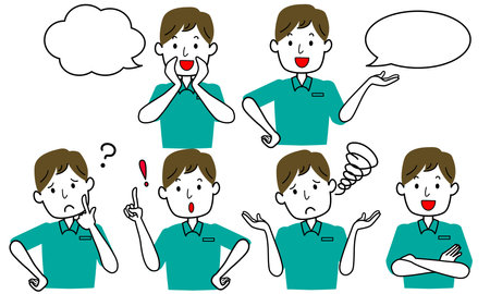 a man who worries and questions and solves and proposesのイラスト素材