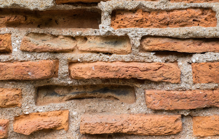 Close up of old dirty brick wall for background texture.