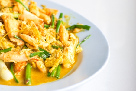 Closeup Stir-Fried crab with curryの写真素材