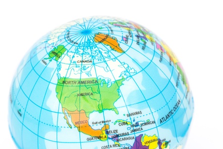 Closeup America of Globe modelの写真素材