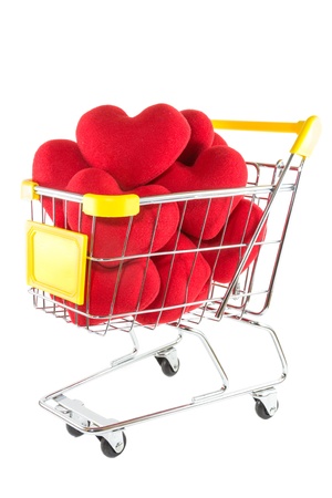 Many red hearts in shopping cart の写真素材