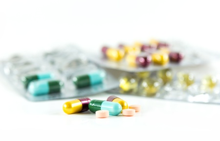 Group of pills on white background の写真素材