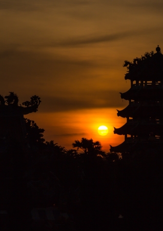 Silhouette of architecture chinese style の写真素材