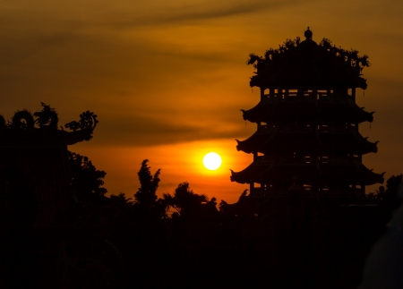 Silhouette of architecture chinese style の写真素材