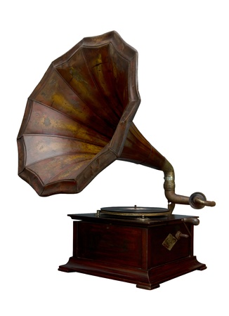 Classic Gramophone on white background の写真素材