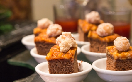 Toffee cake in small dish の写真素材