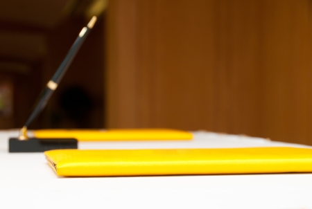 Closeup contract on table の写真素材