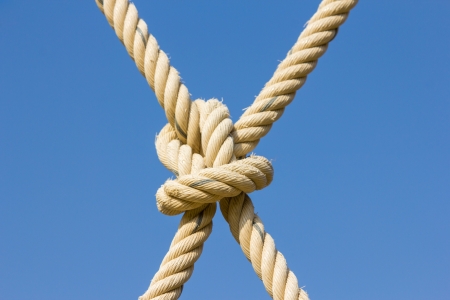 Pattern the rope mesh closeup on blue sky の写真素材