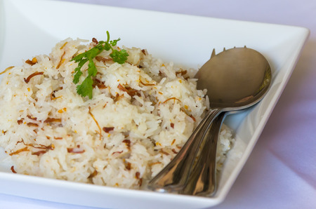Fried rice with beef の写真素材