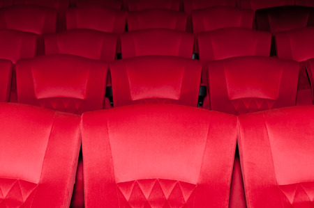 Closeup empty seat on row in thearter の写真素材