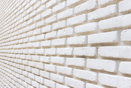 White brick on wall perspective の写真素材