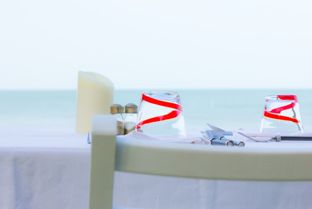 Table decorate set with chair foreground 