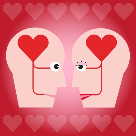 The couple with heart in head concept のイラスト素材