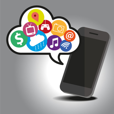 Smart phone with cloud technology conceptのイラスト素材