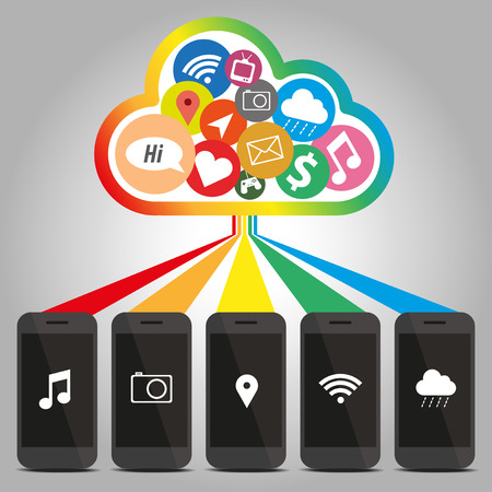 Technology of Smart phone with cloud concept のイラスト素材