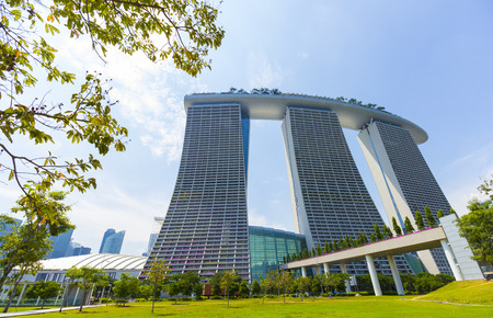 Singapore - October 23, 2014: Marina Bay Sands Hotel is an integrated resort fronting Marina Bay in Singapore. It is billed as the worlds most expensive standalone casino property at S$ 8 billion, including cost of the prime land.のeditorial素材