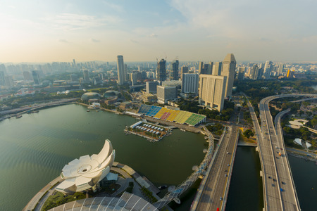 Landscape high view harbor front in singaporeのeditorial素材