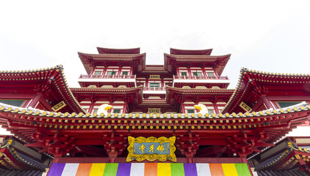 Buddha Tooth Relic Temple on whiteのeditorial素材