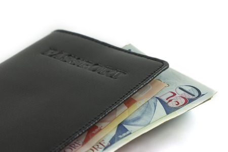 Passport banknote on white background