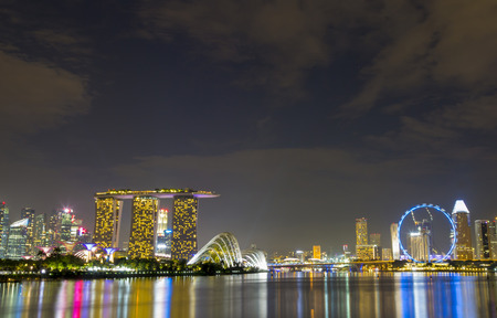 Wide view landmark of Singapore on twilightのeditorial素材