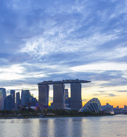 Landmark of Singapore cloudy in sunsetのeditorial素材