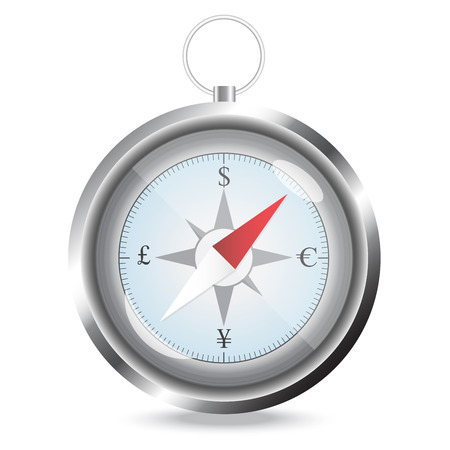 Compass with currency sign for conceptのイラスト素材