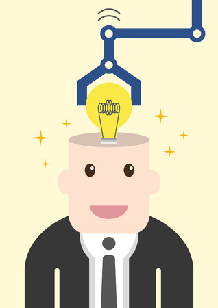 Businessman get light bulb in head with idea conceptのイラスト素材