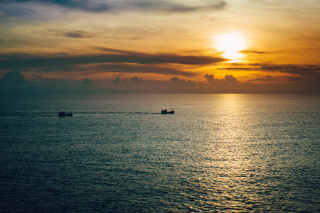 Sunset on the beach at phuket , Krating Cape.の写真素材