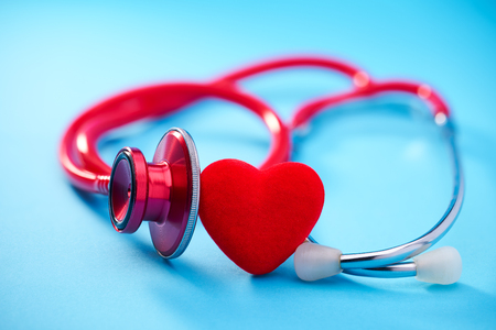 Stethoscope or phonendoscope on blue background.Medicine concept.の写真素材