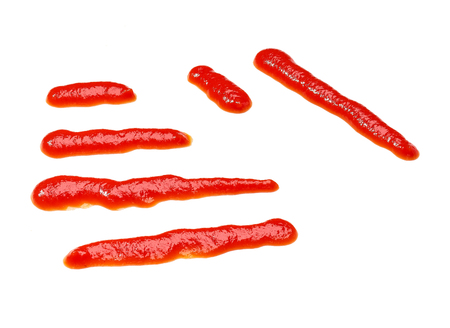 Decorational line made of  red sauce ketchup  isolated on white background,の写真素材