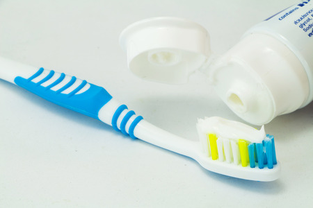 Toothbrush and toothpaste tubesの写真素材