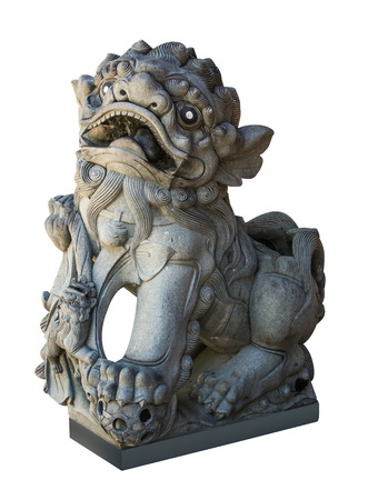 Chinese style lion stone statueの写真素材