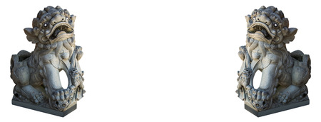 Chinese style lion stone statueの写真素材