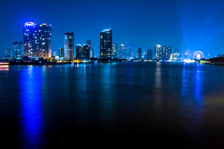 Bangkok river view form Krungthep Bridgeの写真素材