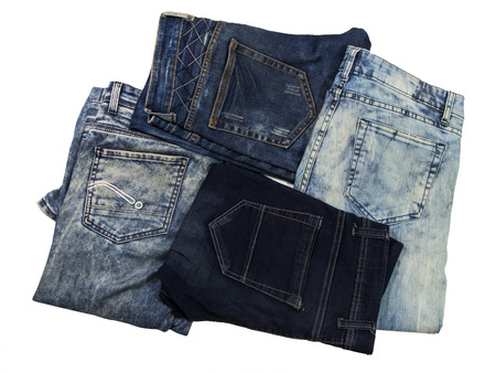 Jeans are beautifully detailed blue, dark blue and blackの写真素材