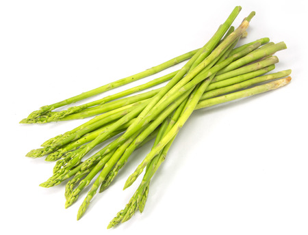 green asparagus isolated on white backgroundの写真素材