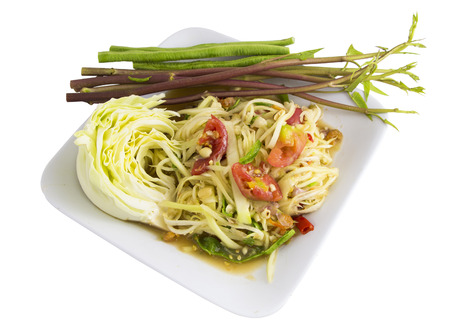 Som tam (Thai papaya salad) recipeの写真素材