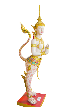 Kinnaree angel sculpture in Bangkok national museumの写真素材