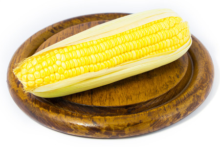 Fresh Yellow Organic Asia Corn isolatedの写真素材