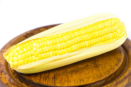 Fresh Yellow Organic Asia Corn isolatedの写真素材