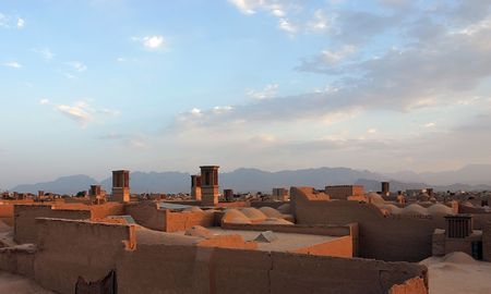 Sunset view from market's rooftop. Yazd. Iranの写真素材