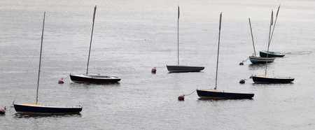 Small yachts on the Thames River. London. UK.の写真素材