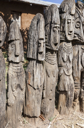 Waga - carved wooden grave markers sometimes misleadingly referred as totems . Arfaide (near Karat Konso). Ethiopia.のeditorial素材