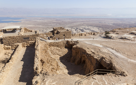 ISRAEL, MASADA - OCTOBER 27, 2014: Famous ruins of ancient Masada fortress - one of the most visited places in countryのeditorial素材