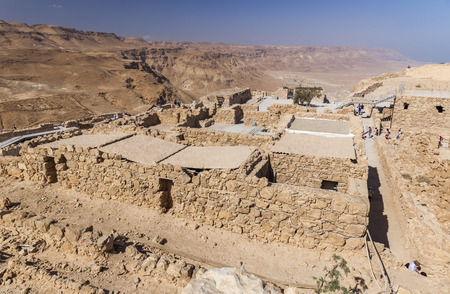 ISRAEL, MASADA - OCTOBER 27, 2014: Famous ruins of ancient Masada fortress - one of the most visited places in countryのeditorial素材