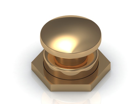 Gold button Isolated on a white background, 3D image 