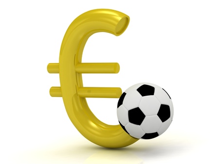 Euro with the ball in soccer on a white backgroundの写真素材