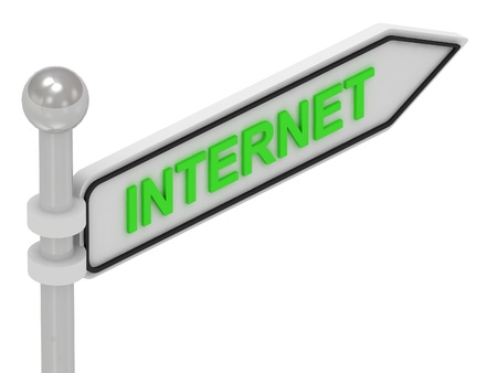 INTERNET arrow sign with letters on isolated white backgroundの写真素材