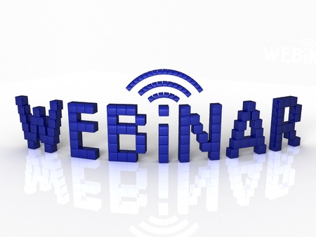 Webinar of the blue cubes on a white background  3D rendering from the same footageの写真素材